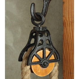 Homart Pulley - Wood/Iron Antique Black