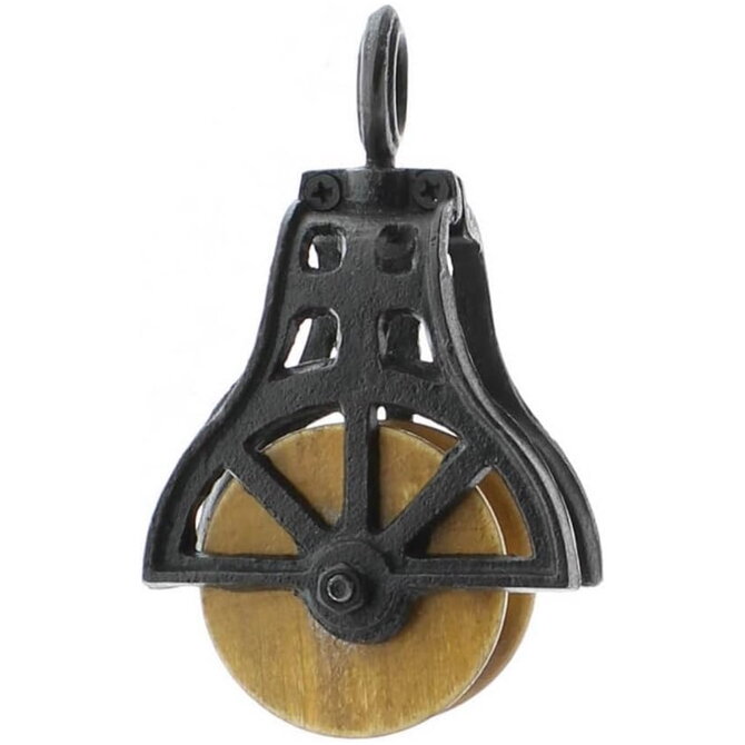 Homart Pulley - Wood/Iron Antique Black