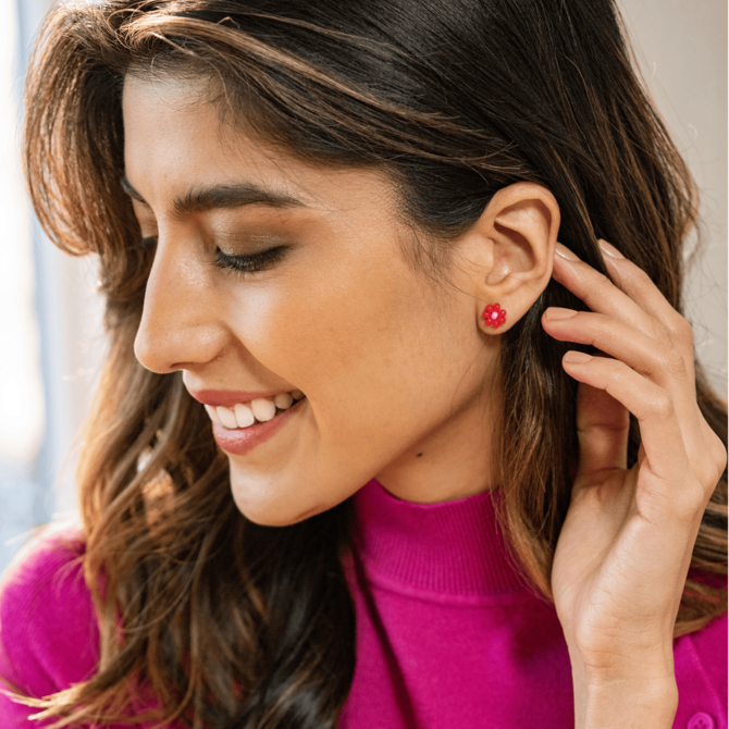 Earring - Tina 2 Color Bead/Yellow