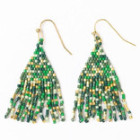 Earring - Cassie Mini Confetti Green/Gold Short Fringe