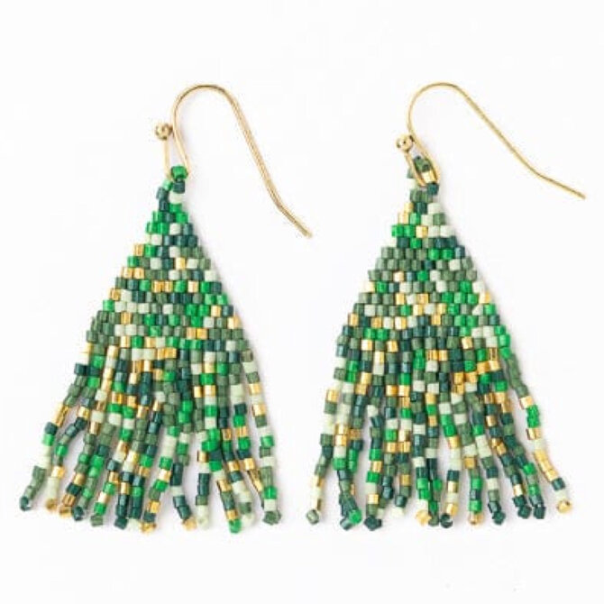 E-CASSIE MINI CONFETTI GRN/GLD SHORT FRINGE