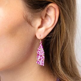 Earring - Cassie Mini Confetti Purple/Gold Short Fringe
