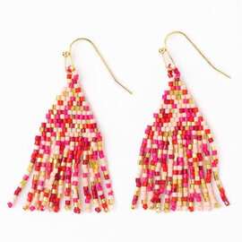 Earring - Cassie Mini Confetti Pink/Gold Short Fringe