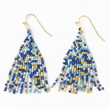Earring - Cassie Mini Confetti Blue/Gold Short Fringe