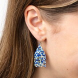 Earring - Cassie Mini Confetti Blue/Gold Short Fringe
