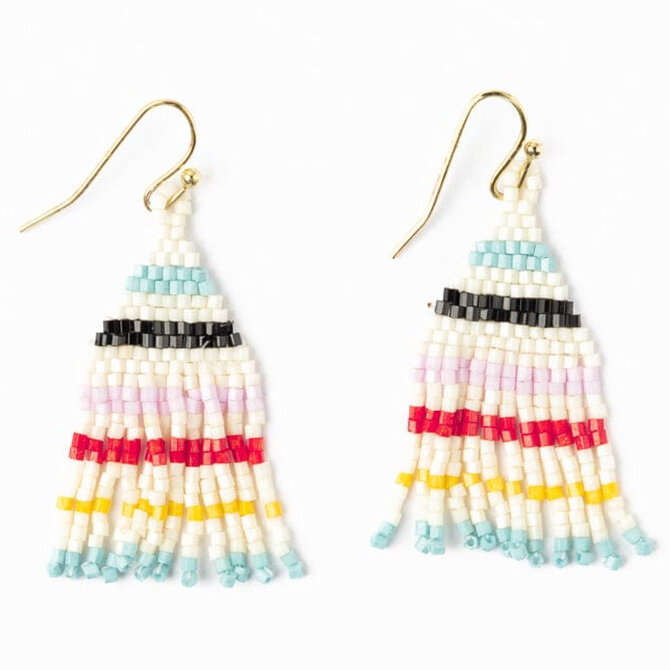 Earring - Cassie Stripe/Fringe/Black/Blue/Lemon