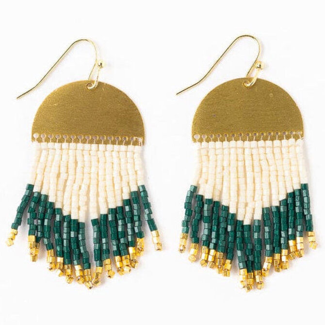 Earring - Claudia Bright Emerald Short Fringe