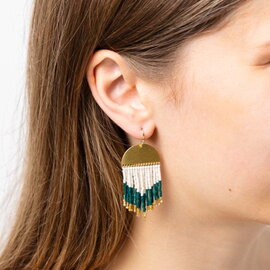 Earring - Claudia Bright Emerald Short Fringe