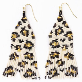 E-DELILAH CHEETAH/IVORY/BLK/GLD FRINGE