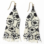 Earring - Delilah Poppies/Ivory/Black Fringe