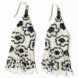 E-DELILAH POPPIES/IVORY/BLK FRINGE