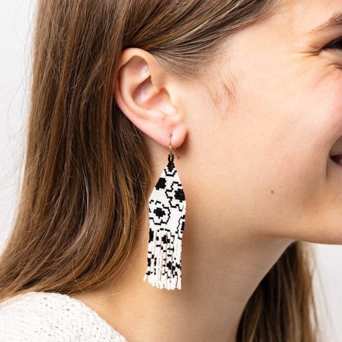 E-DELILAH POPPIES/IVORY/BLK FRINGE