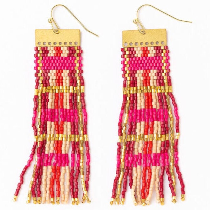 E-MCKENZIE HOT PNK/GLD BRASS BAR LONG FRINGE