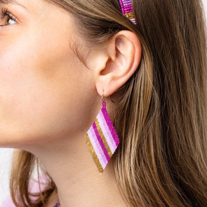 Earring - Frida Green/Ombre Diagonal Stripe