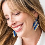 Earring - Frida Blue/Ombre Diagonal Stripe