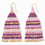 Earring - Lexie Purple Horizontal Stripe Beaded