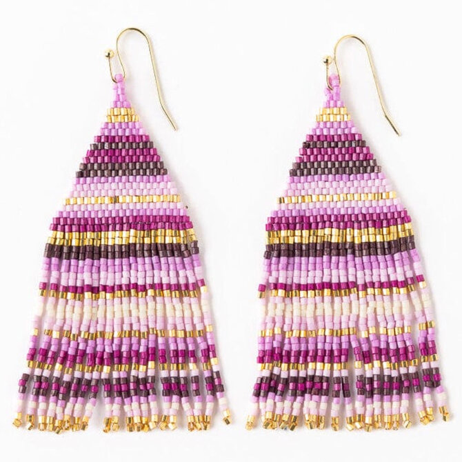Earring - Lexie Purple Horizontal Stripe Beaded