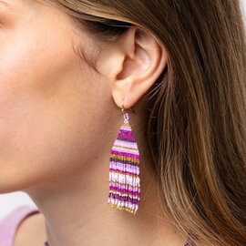 Earring - Lexie Purple Horizontal Stripe Beaded
