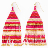 Earring - Lexie Hot Pink Horizontal Stripe Beaded