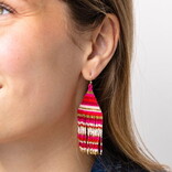 Earring - Lexie Hot Pink Horizontal Stripe Beaded