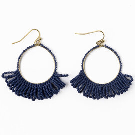 Earring - Kendra Hoop/Beaded/Navy