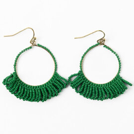 Earring - Kendra Hoop/Bead/Kelly Green
