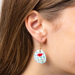 Earring - Danielle Poppy/Blue Plaid/Round