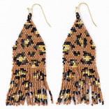 Earring - Delilah Cheetah/Mocha/Black/Gold Fringe