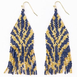 Earring - Delilah Zebra Navy/Gold Fringe