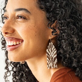 Earring - Delilah Zebra Bronze/Ivory Fringe