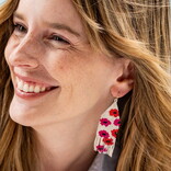 Earring - Delilah Poppies Hot Pink/Red Fringe
