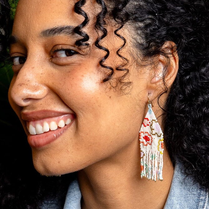 Earring - Delilah Poppies Multi Color Fringe