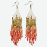 Earring - Claire Bead Fringe/Coral