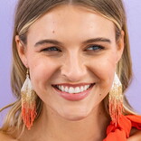 Earring - Claire Bead Fringe/Coral