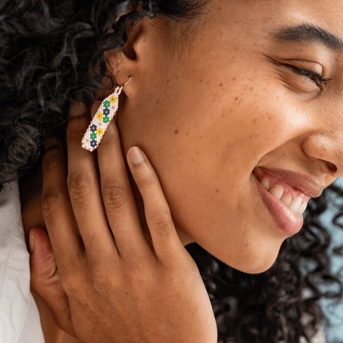 Earring - Nadia Floral Ivory