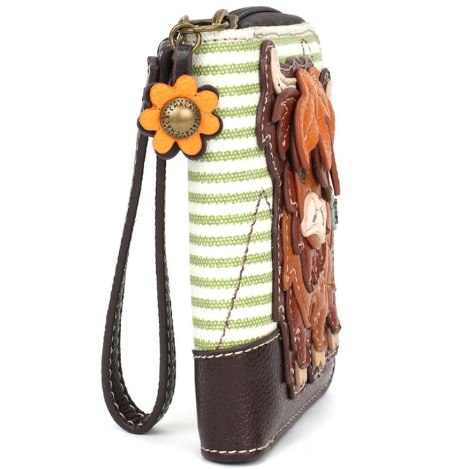 Chala Group Inc ZIPA WALLET-HIGHLAND COW GRN STRIPE