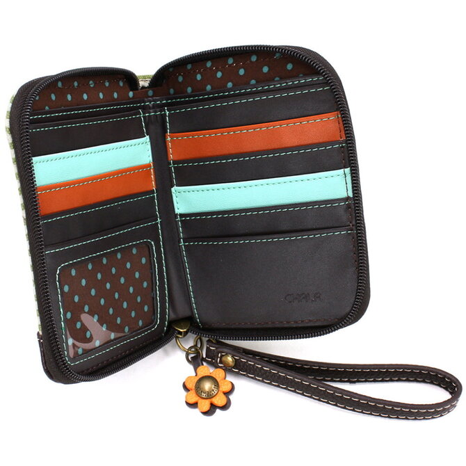 Chala Group Inc ZIPA WALLET-HIGHLAND COW GRN STRIPE