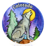 HOLLY SAGE ART STKR-HOWLING WOLF/MOON RND CO