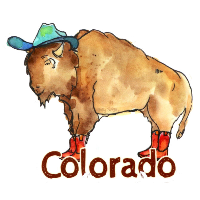 HOLLY SAGE ART STKR-BISON IN BOOTS CO