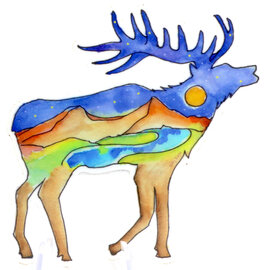 HOLLY SAGE ART STKR-ELK NIGHTSCAPE