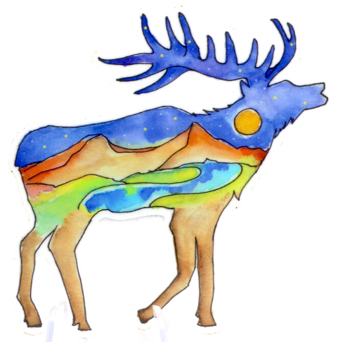 HOLLY SAGE ART STKR-ELK NIGHTSCAPE