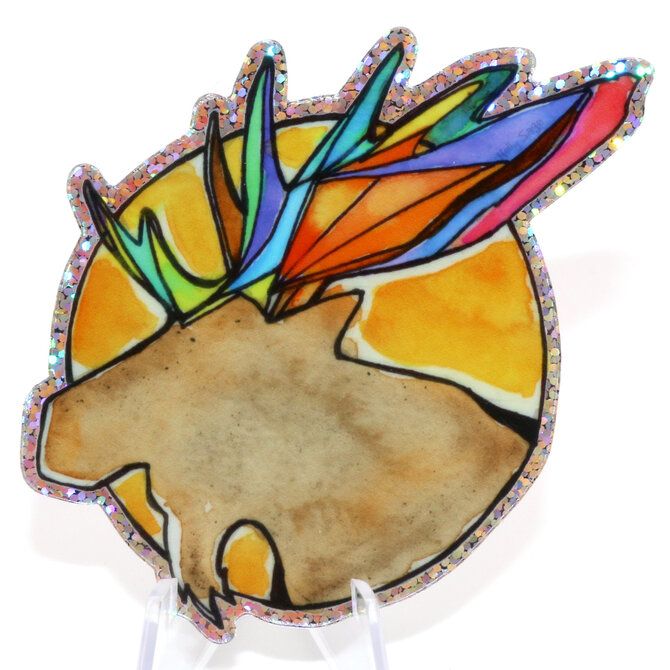 HOLLY SAGE ART *STKR-MOOSE HEAD/SUN GLITTER