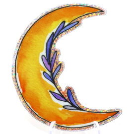 HOLLY SAGE ART STKR-CRESCENT MOON LAVENDER GLITTER
