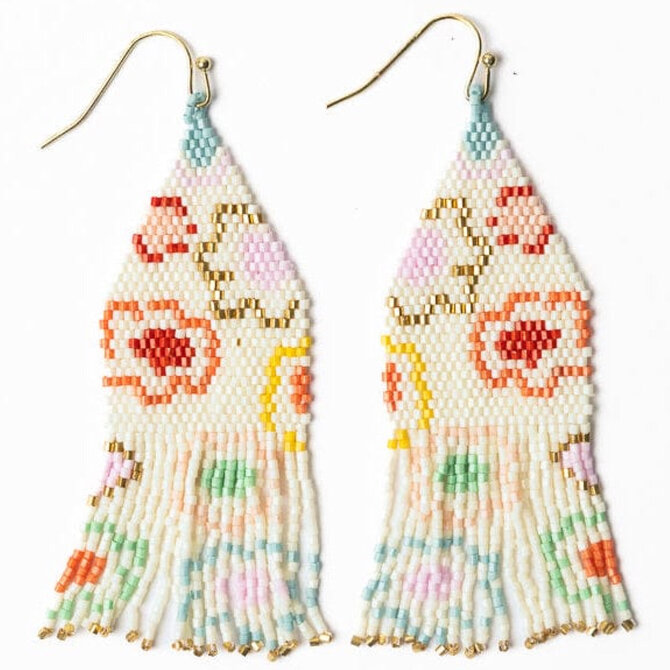 Earring - Delilah Poppies Multi Color Fringe