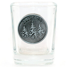 DUTCH AMERICAN IMPORT CO. Shot Glass-Square Colorado Trees