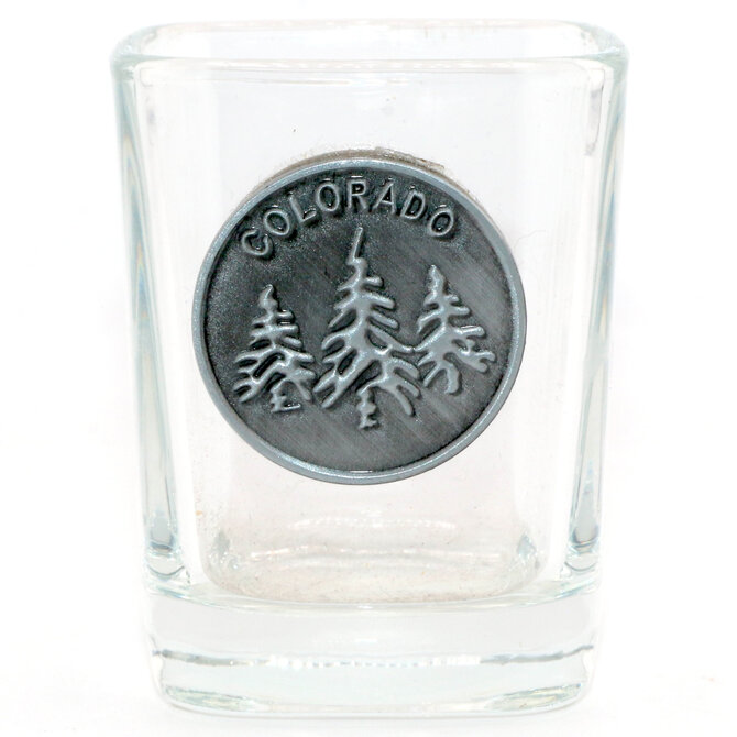 DUTCH AMERICAN IMPORT CO. Shot Glass-Square Colorado Trees