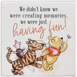 Sincere Surroundings Block Sign-Winnie the Pooh Having Fun