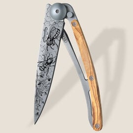 DEEJO KNIFE-Titanium/Olive Wood/Bees