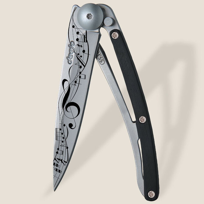 DEEJO KNIFE-TITANIUM/EBONY WD/SCORE