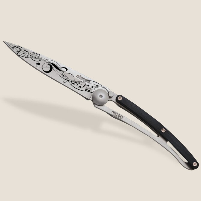 DEEJO KNIFE-TITANIUM/EBONY WD/SCORE